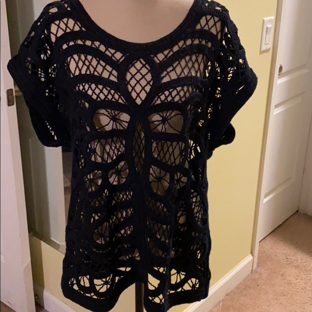 Anthropologie Isy & Ki Black Crochet Coverup M